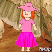 Baby in pink skirt and hat animuotas GIF