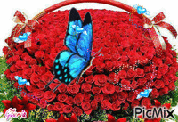 rosas y mariposas - Gratis animeret GIF