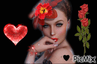 portrait en rouge et noir - 無料のアニメーション GIF