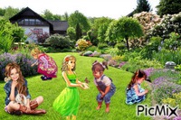 enfants dans le jardin printemps concours - Free PNG