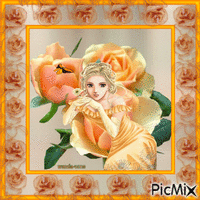 Woman-roses geanimeerde GIF