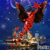 Ladybug as Miraculous Butterfly animowany gif