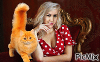 Дама с кошкой - Besplatni animirani GIF