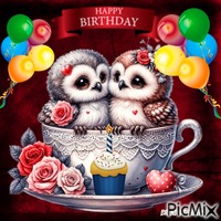birthday owl анимированный гифка
