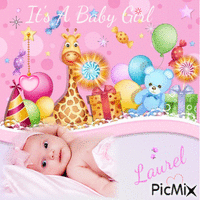 Baby Girl Announcement - Free animated GIF