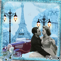 Couple rétro dans Paris