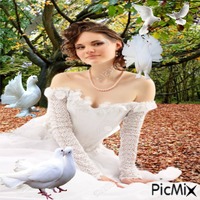 mujer con palomas - png gratuito
