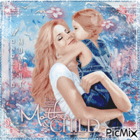 Mother and child on a blue background - Bezmaksas animēts GIF