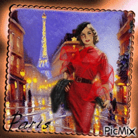 Vintage mujer en París - Gratis geanimeerde GIF