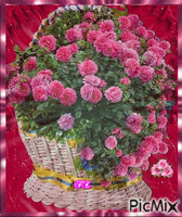 Egy kosár rózsa. - Gratis animerad GIF