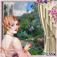 Window View with 1920's Lady