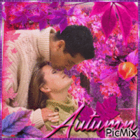 Autumn Pink Love Couple - Бесплатный анимированный гифка