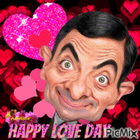 Happy love day with MR. Bean アニメーションGIF