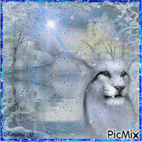 Paysage enneigé au lynx - Free animated GIF