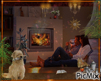 By the fireplace アニメーションGIF