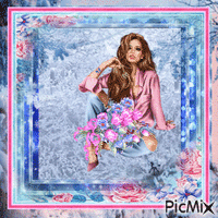 Pink & Blue Portrait - Free animated GIF