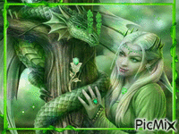 Green Dragon - GIF animasi gratis