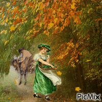 encounter on the brisk autumn trail - 無料のアニメーション GIF