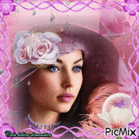 HD femme avec cadre violet - Δωρεάν κινούμενο GIF