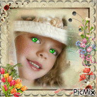 Portrait d'une petite aux yeux vert