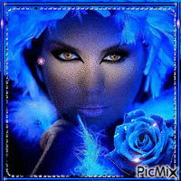 woman/blue rose - GIF เคลื่อนไหวฟรี