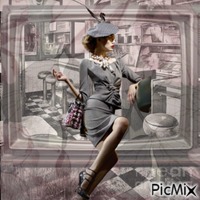 Vintage Woman In Grey - Free PNG