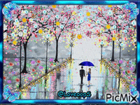 Rain and couple animovaný GIF