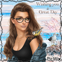 Wishing you a Great Day. Woman with glasses. Sunglasses