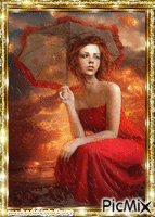 kırmızılı kadın - Gratis animerad GIF