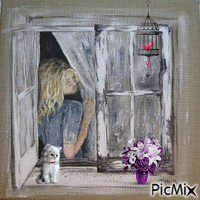 Femme dans la fenêtre - Δωρεάν κινούμενο GIF