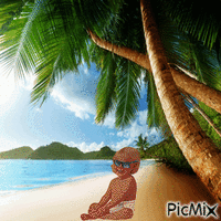 Painted baby on island animovaný GIF