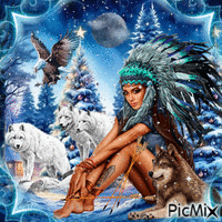 Amérindienne en hiver - 無料のアニメーション GIF