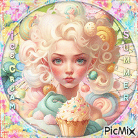 Summer ice cream girl - Бесплатный анимированный гифка
