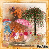 Outono um dia de chuva animovaný GIF