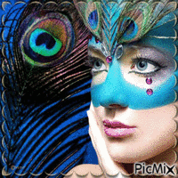 turquoise peacock - GIF animé gratuit