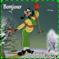 Dingo au ski animovaný GIF