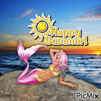 Mermaid wishes a Happy Summer! - Ilmainen animoitu GIF
