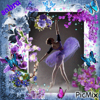 Ballet entre flores y mariposas - GIF animado grátis