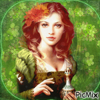 Woman - Green background - Безплатен анимиран GIF