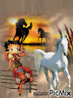Betty and the white horse GIF animé