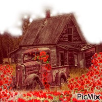 vintage car with flowers