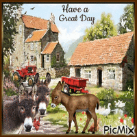 Have a Great Day. Farm. Donkeys - GIF เคลื่อนไหวฟรี
