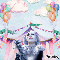 Clown au paradis - Tons pastels - Animovaný GIF zadarmo