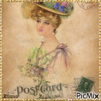 Postal - vintage - Бесплатный анимированный гифка