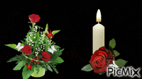 Candle  & Roses animovaný GIF