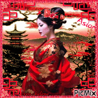 concours : Geisha _ dominance rouge 动画 GIF