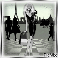 Paris in black and white - GIF animé gratuit