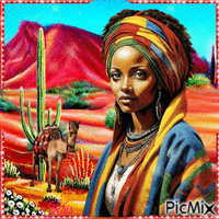 Femme d'Afrique- multicolore - GIF animé gratuit
