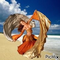Belly dancer at the beach анимирани ГИФ