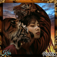 Tigre et femme - Fantasy